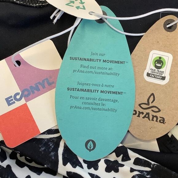 prAna Size Small Black White Flora Fauna Summer Wave Swim Bikini Bottom J19-18 - Picture 10 of 10